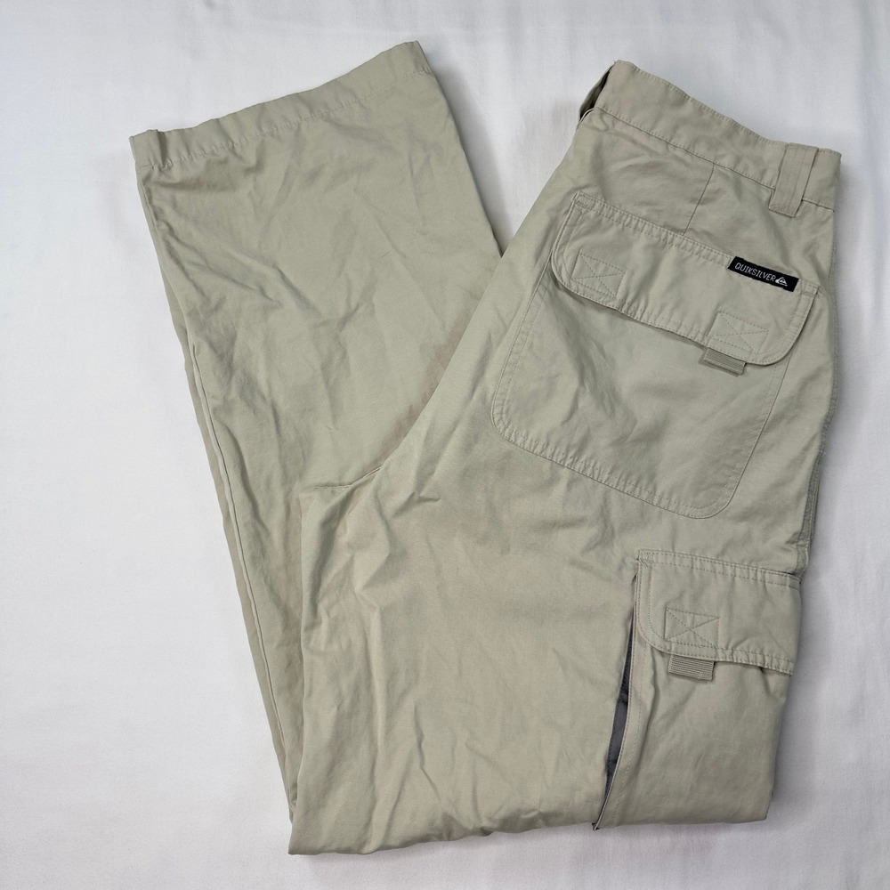 Quiksilver‎ Pants Mens 33 Khaki Trouser Cargo Skater Y2K Baggy